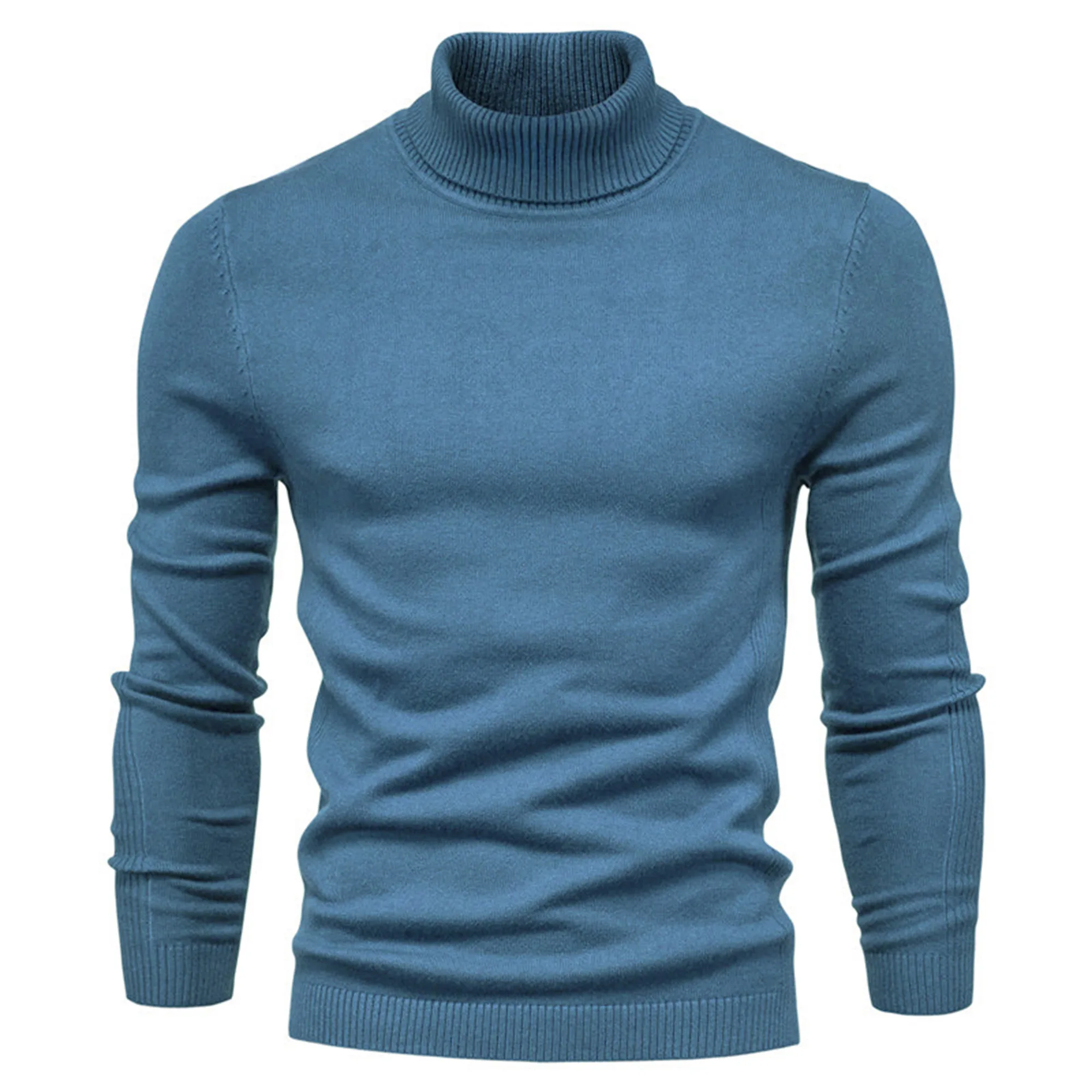 

Autumn And Winter New Warm Cold Proof Men's Solid Color High Collar Sweater Casual Knitwear