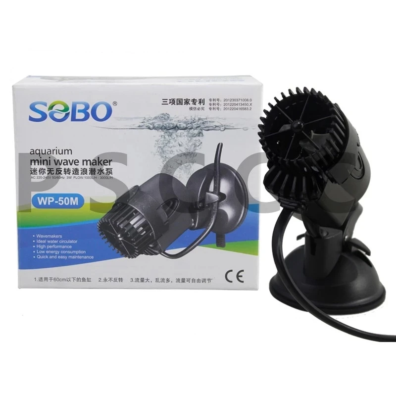 

SOBO WP-50M Aquarium Marine Coral Fish Tank Wave Maker, Surfing Pump. Fixeds Uction, single head wave pump.