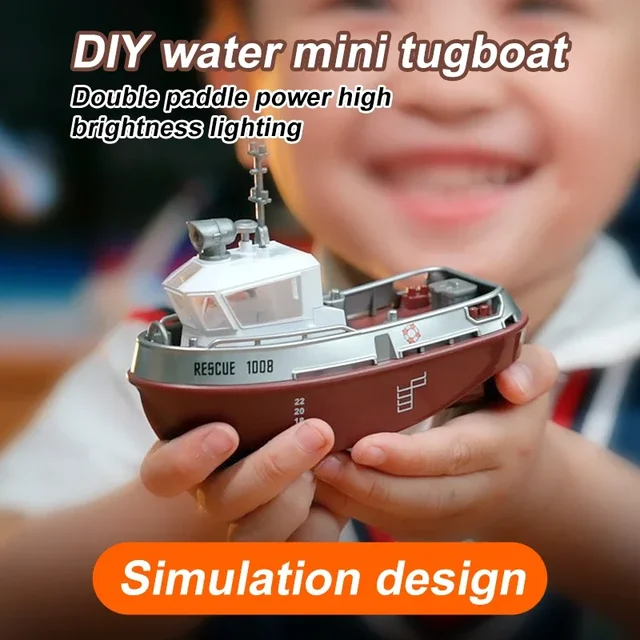 1/32 RC Boat 2.4G Remote Control Mini Rescue Boat Dual Motor Waterproof RC Racing Ship Watercraft Speedboat Toys for Boys Gifts 5