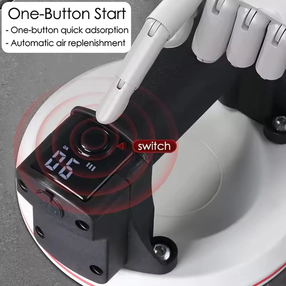 6inch Smart Display Electric Vacuum Suction Cup 200KG Heavy Duty Granite Tile Glass Lifter with 2000mAh Battery and Box Storage