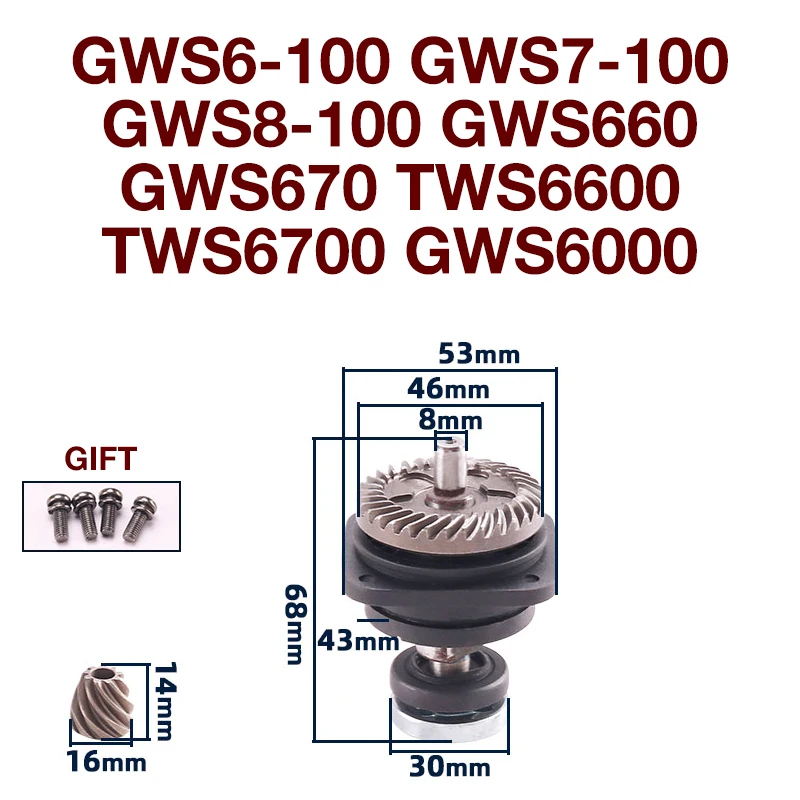 Gear Assembly Assembly Power Tools for Bosch GWS6-100 7-100 8-100 GWS660/670 TWS6600/6700 Angle Grinder Replacement Parts