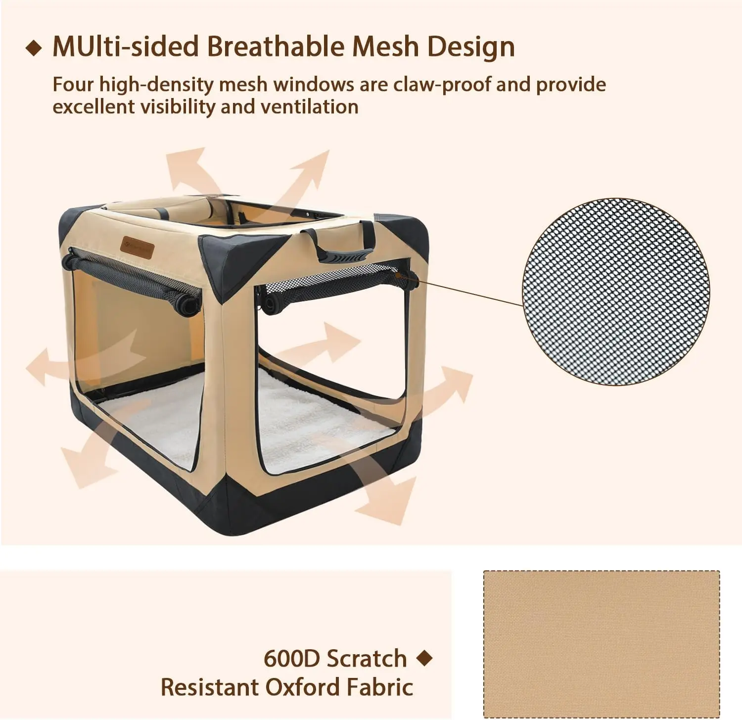 Soft Dog Crate for Extra Large Dogs, 4-Door Foldable Collapsible Dog ...