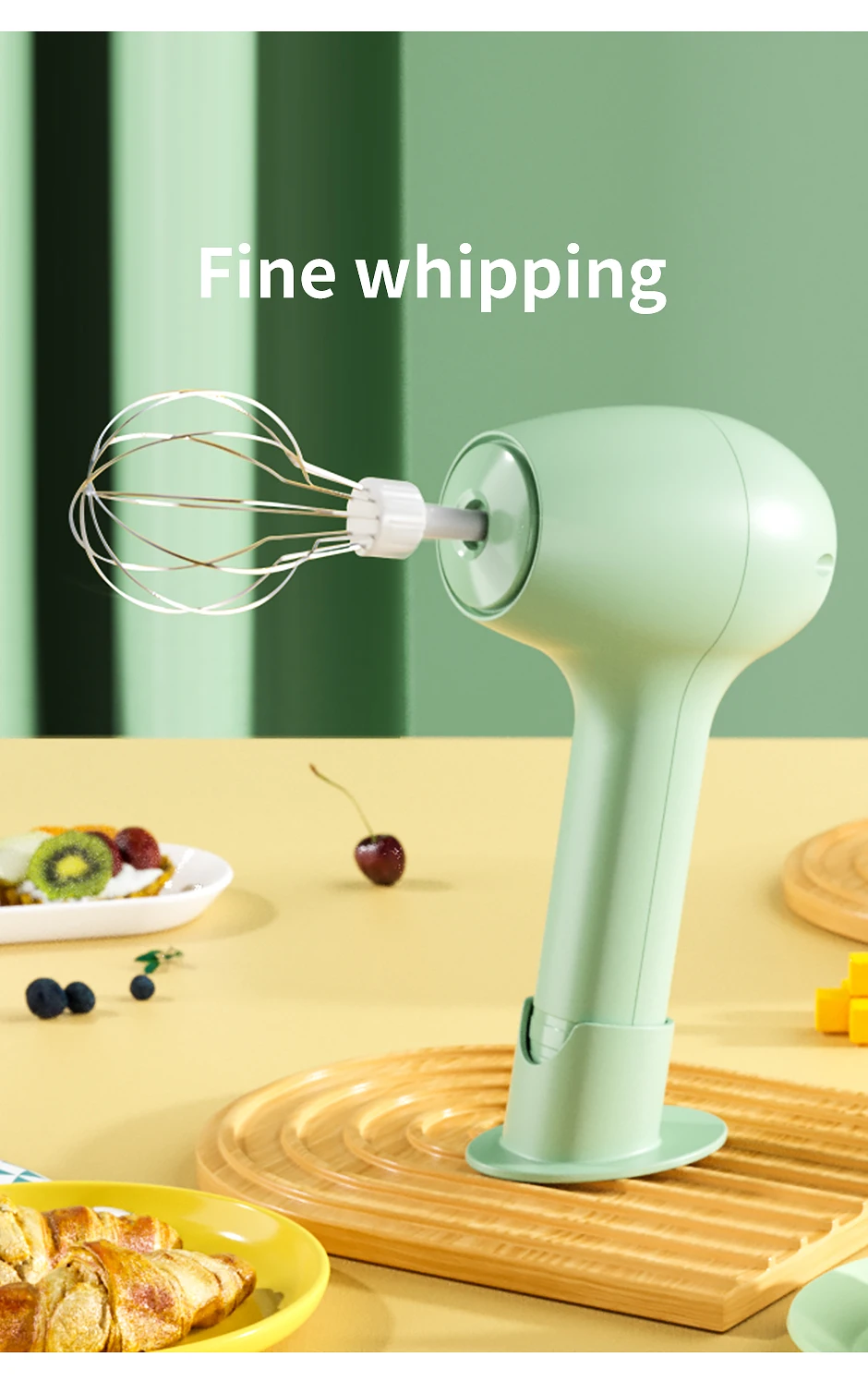 Wireless Portable Electric Food Mixer Automatic Whisk Dough Egg Beater Baking Cake Cream Whipper Kitchen Tool