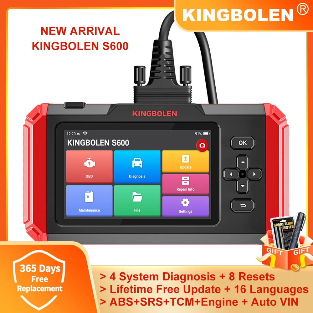 Kingbolen S600 4 Sistemi Strumenti Diagnostici Per Auto 8 Reset Abs Srs Ecm Tcm Obd2 Scanner Aggiornamento Gratuito A Vita Diagnosi Automatica