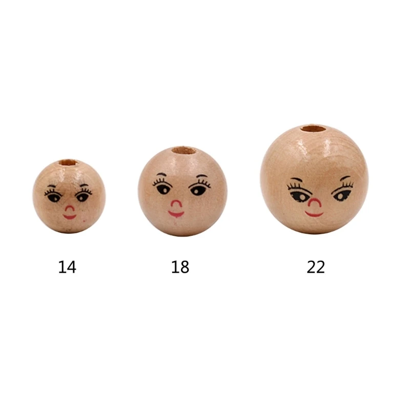 Pack of 20 Smiling Face Wooden Beads