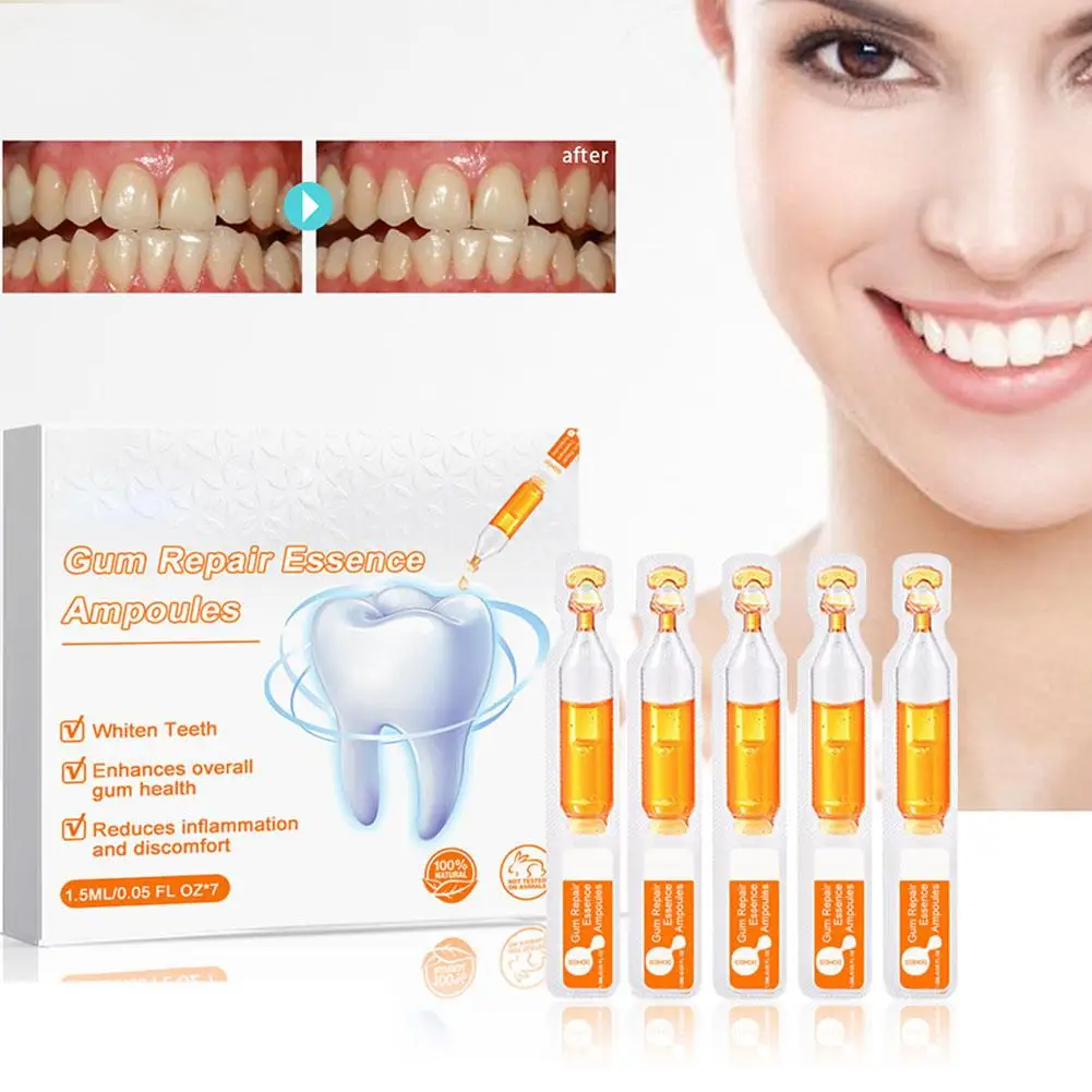 7pcs Gum Repair Treatment Ampoules Oral Care Essence Fresh Cleaning Breath Toothache Remove Liquid Relief Swelling Gums Gingiva