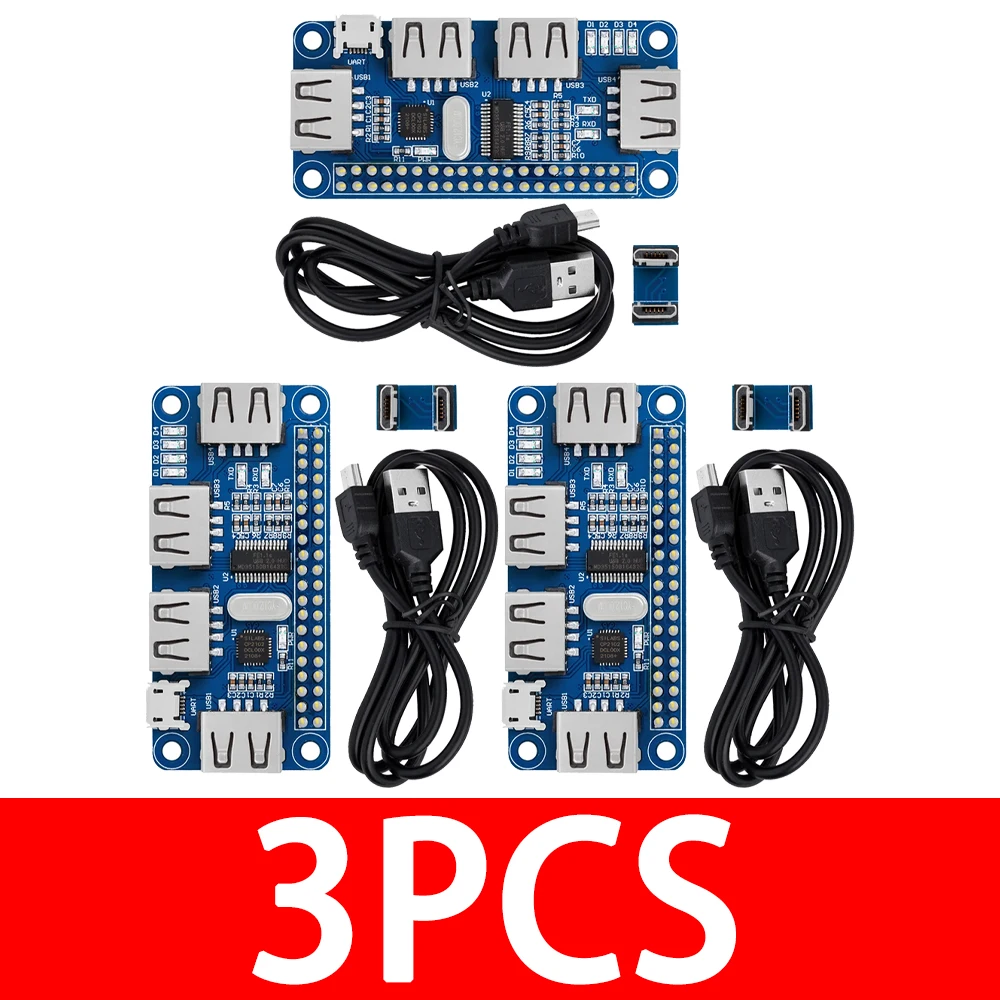 Enhanced USB Hub HAT Extension Board with Serial Debugging Functionality