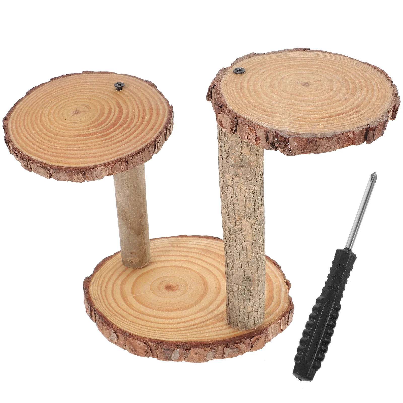 

Wood Cupcake Stands 3 Tier Tree Bark Server Round Plant Stand Wood Farmhouse Cupcake Tier Stand Small Bonsai Holder Indoor