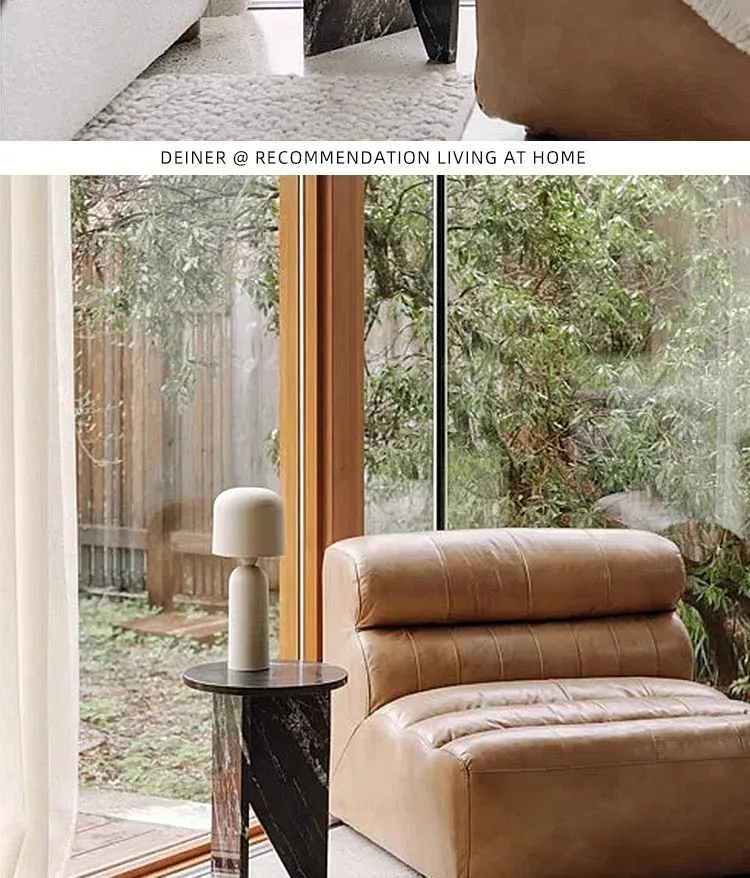 Description Picture 5 of itemNordic Light Luxury Style Natural Marble Side Table Creative Simplicity Round Edge Table Home Art Coffee Table Size 40x40x55cm