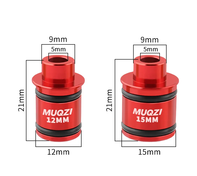 Fahrradnabe Steckachse Konvertierung Schnellspanner Adapter QR Adapter Konverter Endkappe 15 bis 9 mm/12 bis 9 mm – Detail 2