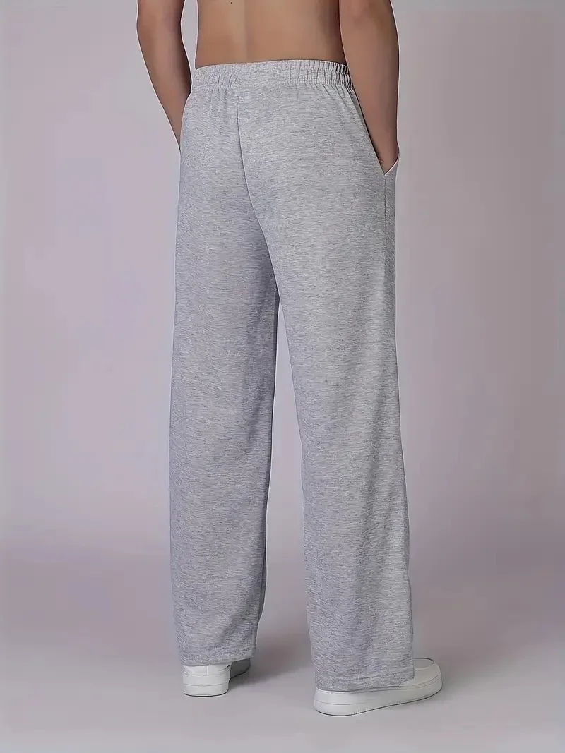 American style basketball themed casual pants for men, loose straight fit oversized sports pants