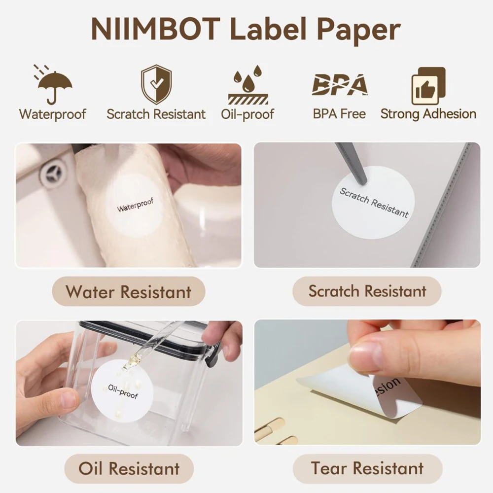 Niimbot 화이트 라벨 용지 B1 B21 미니 휴대용 열전사 라벨 프린터 자체 접착 방수 UV 라벨 메이커 가격 태그 New
