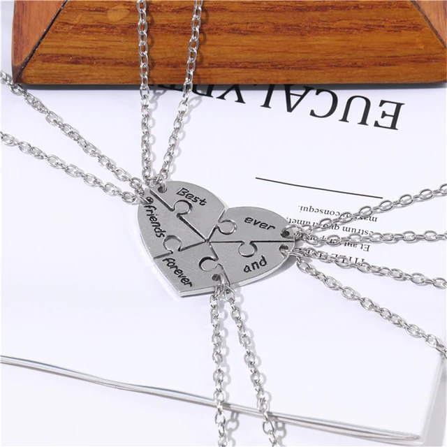 2/3/4/5 Pieces Heart Puzzle Pendant Necklace Stainless Steel for Women Men  Girls Jewelry Lover Family Friendship birthday Gift - AliExpress