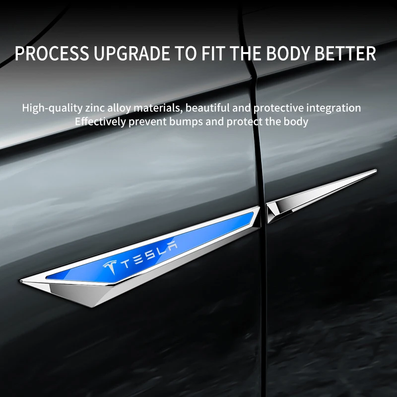 테슬라 모델 3 Y S X 로드스터 사이버트럭 P75D P85D P100D 액세서리용 합금 차체 측면 배지 데칼 펜더 엠블럼 스티커