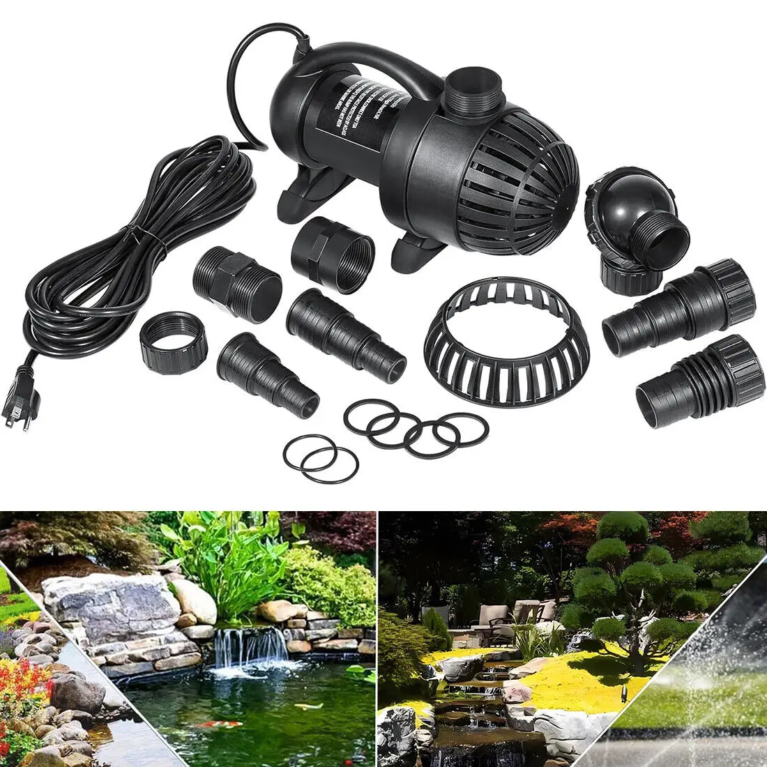 

91018 3000 GPH Submersible Water Pump for Pond Waterfall Fountain Hydroponics Aquarium Skimmers Filter System Fish Tank Koi Pool