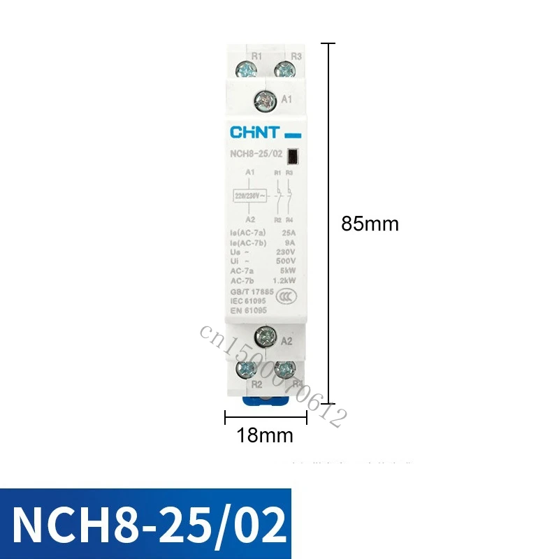 CHINT NCH8 20A 25A 40A 63A 딘 레일 가정용 미니 AC 콘택터 220V 230V 400V 63/22 63/40 40/40 40/22 1NO 1NC 2NO 2NC 4NO 2P 4P