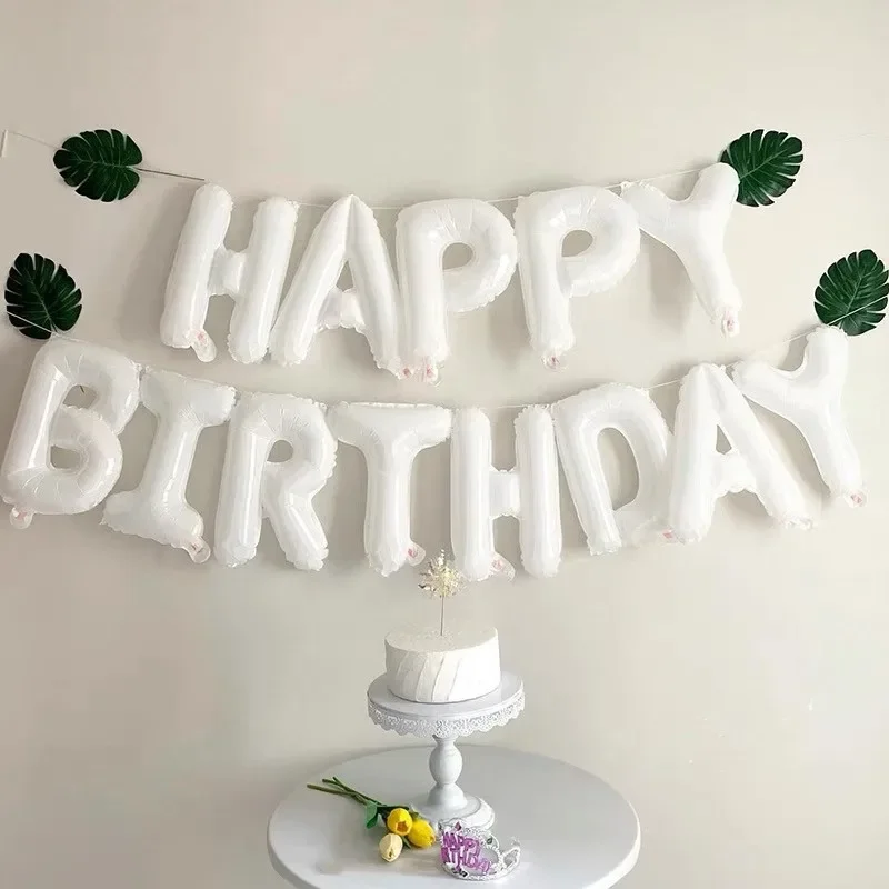 Décoration De Voiture De Mariage,happy Birthday--Ballons En Forme De Drapeau Noir Et Blanc
