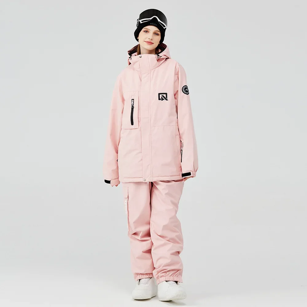 Women Ski Suit Snow Mountain Men Winter Outdoor Waterproof Windproof Ski Jacket and Strap Pants Warm Suit Couple winter jacket ski jacket
