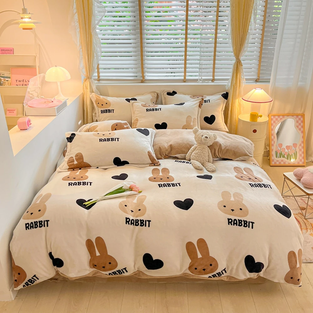 High End Mother And Baby Level Milk Fleece Bedding Set Queen Winter Thicken  Duve Cover Set With Sheets Blanket Comforter Covers - Bedding Set -  AliExpress