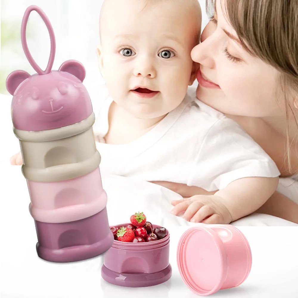 Four Grid Baby Food Storage Box Portable Milk Powder Formula Dispenser Food Container Storage Feeding Box for Baby Kids Toddler