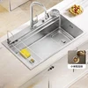 Kitchen Sink 304 Stainless Steel Embossed Large Single Slot Silver Multifunctional Sinks Undermount Basin 1