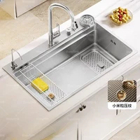 Kitchen Sink 304 Stainless Steel Embossed Large Single Slot Silver Multifunctional Sinks Undermount Basin 1