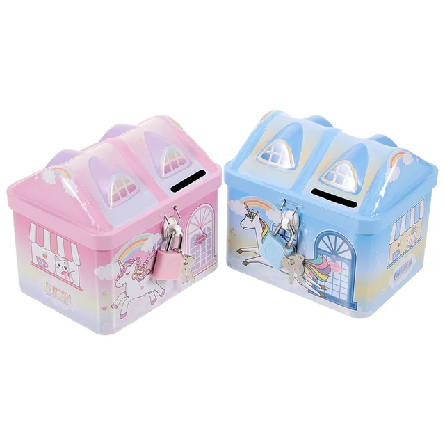 2 Dcs Unicorn Money Bank Kids Girl Toys Container Iron Child Piggy Banks - Image 3