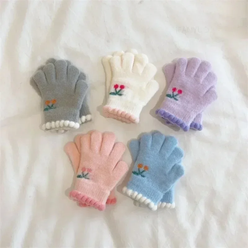 Korean Sweet Cherry Children Kids Warm Gloves Winter Windproof Thicken Boys Girls Kids Cycling Mittens Cute Fashion Baby Gloves