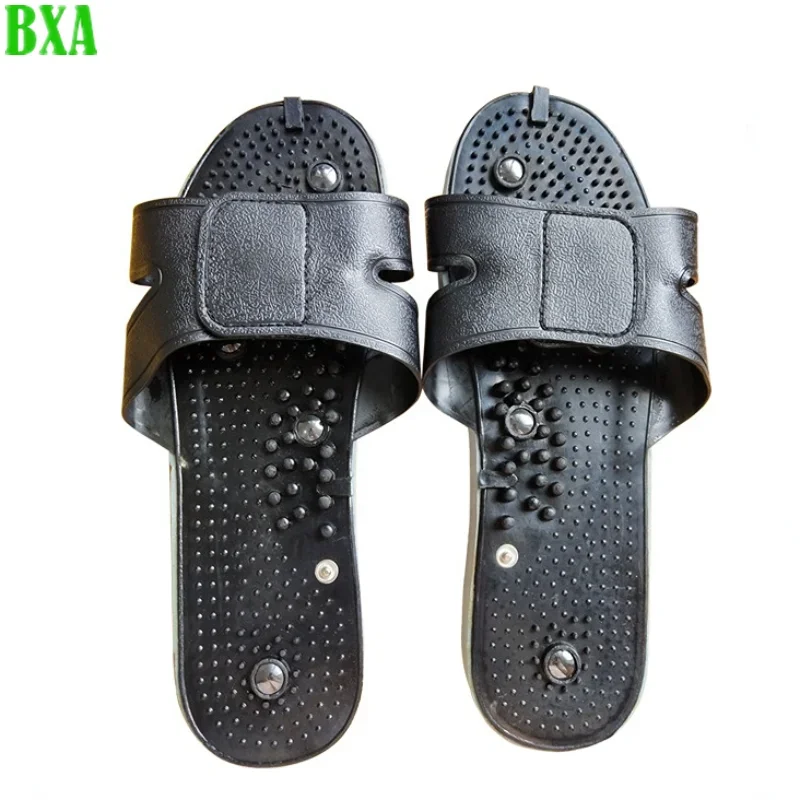 1Pair 2pcs Massage Electrode slipper Tens   Therapy Slippers Body Foot Relaxing Massager Machine Physiotherapy Slippers Black foot massage electrode slipper 1pair 2pcs tens therapy slippers body foot relaxing massager machine physiotherapy slippers black