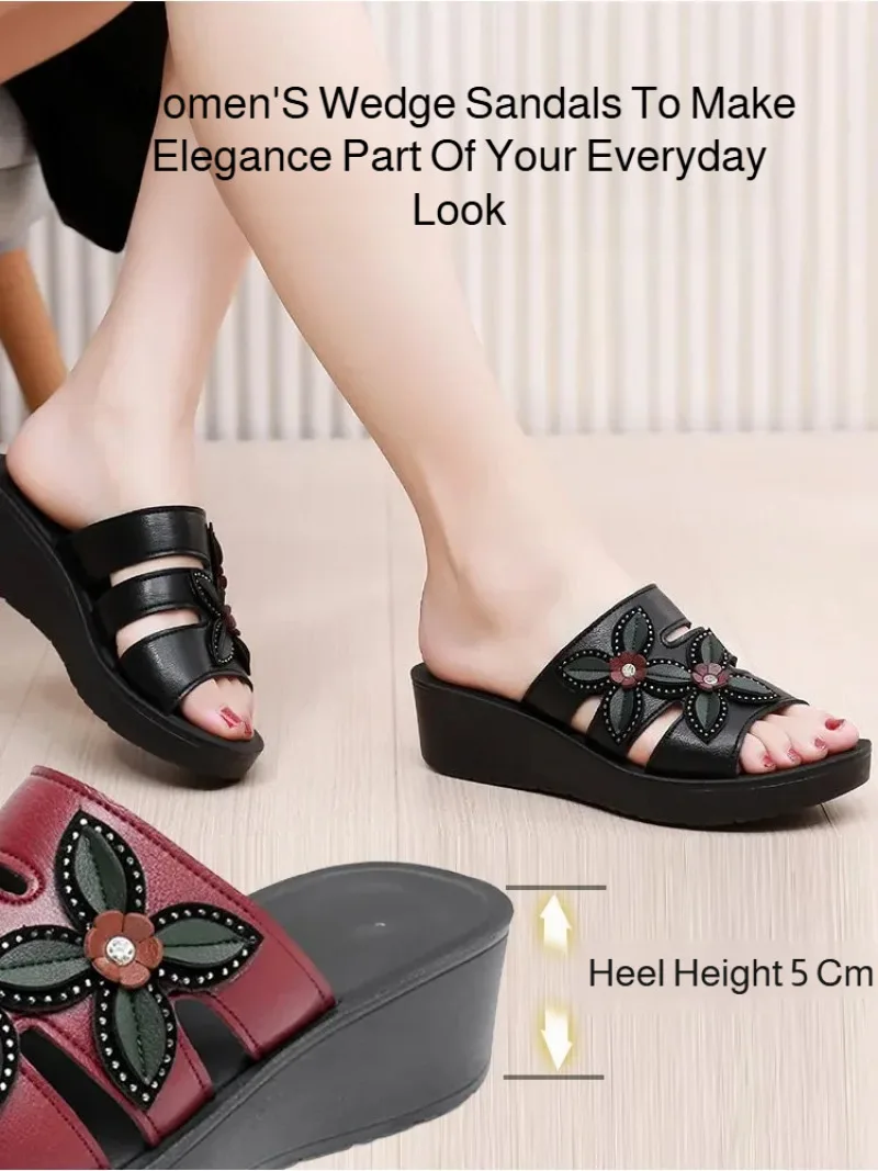 شباشب نسائية من الجلد الناعم صنادل خارجية بنعل سمي...