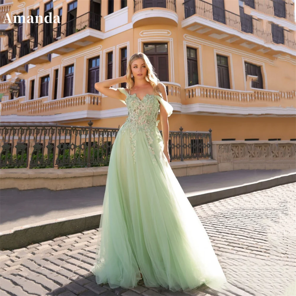 Amanda 2024 Princess Spring Light Green Vestido De Novia Sweet 3D Butterfly A-line Evening Dress Lavender Prom Dress 2024