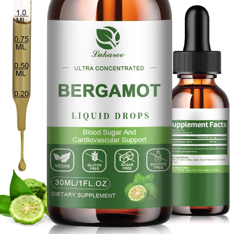 Bergamot Liquid Supplement High Absorption Support Overall Wellness Support Cholesterol and Cardiovascular Health Relieve Stress
