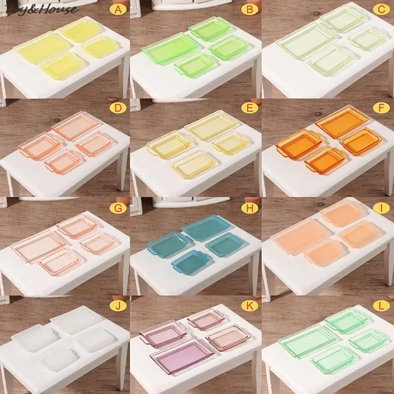 

1 Набор, лоток для кукольного домика 1:12, миниатюрная цветная тарелка для еды, поднос для посуды, кухонная посуда, модель, Декор, игрушка, аксессуары для кукольного домика