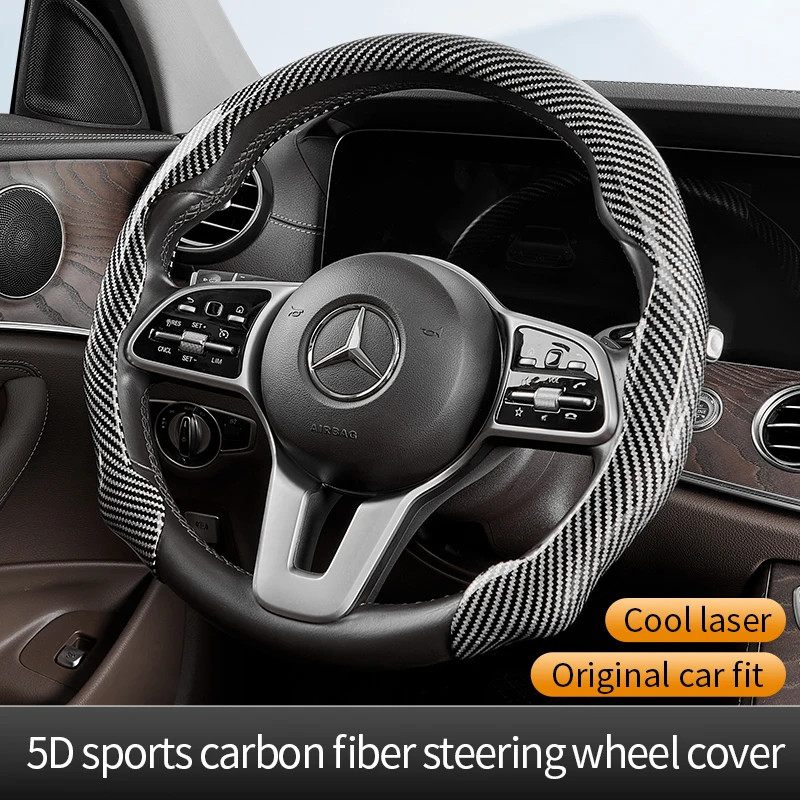 

Carbon Fiber Silicone Car Steering Wheel Cover Custom Anti-skid Booster Cover Auto Accessories 38cm For Auto Deco.