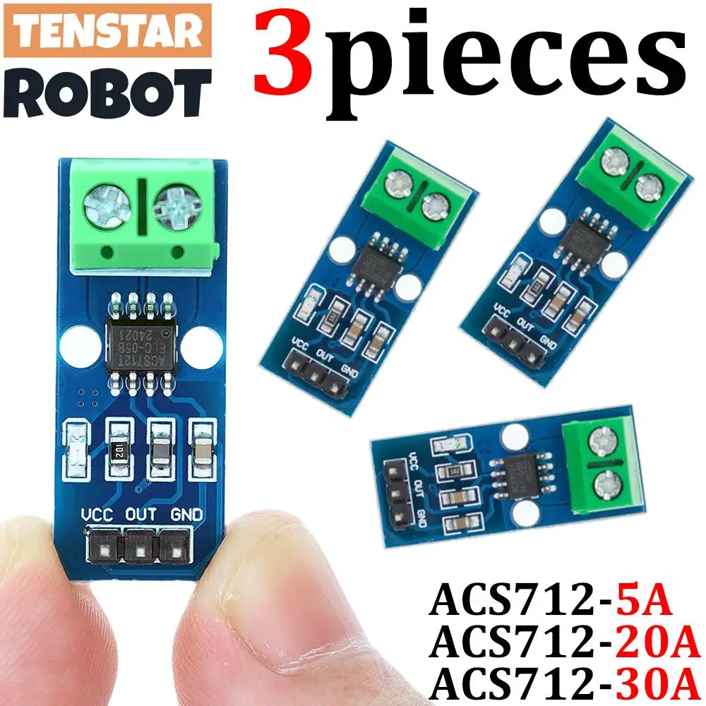 3pcs ACS712 5A 20A 30A Range Hall Current Sensor Module ACS712-30A ACS712-20A ACS712-5A