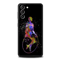 Soft TPU Phone Case with Gymnastics Watercolor Design - Black Cover - Samsung S21 Plus (A1)