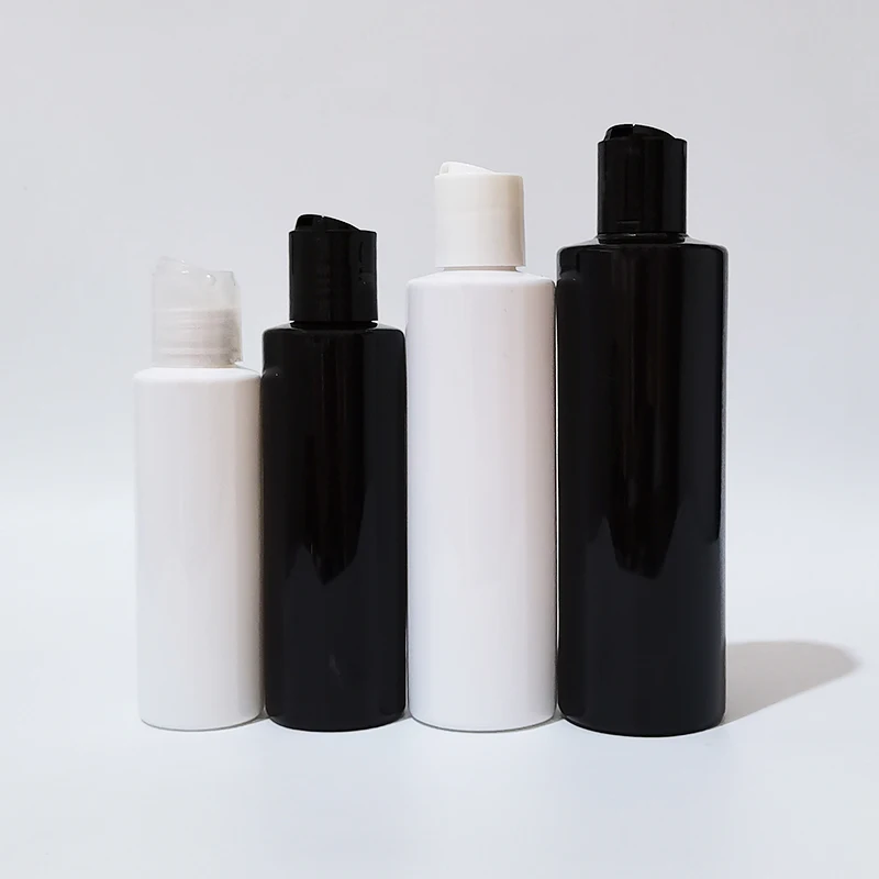 플라스틱 빈 로션 병, 디스크 탑 스크류 캡, 샴푸, 샤워 젤 블랙 용기, PET 병, 100ml, 150 ml, 200ml, 250ml, 30 개