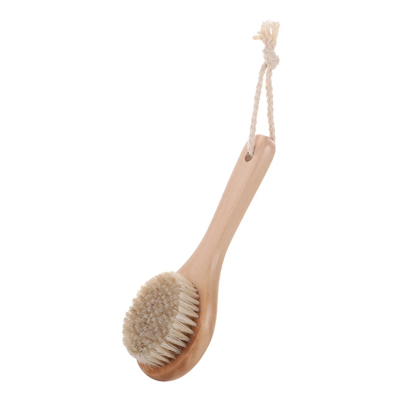 2 Wooden Long Handled Bath Brushes Bath Brush Scrub Brush Round Head