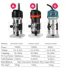 1000W Woodworking Electric Trimmer 32000RPM Wood Engraving Slotting Trimming Machine Carving Router Slotting With Milling Cutter 6