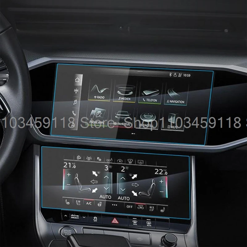 Displayschutzfolie aus gehärtetem Glas für Audi A6 A7 2019–2021, Auto-Multimedia-System, Touchscreen, kratzfeste Folie