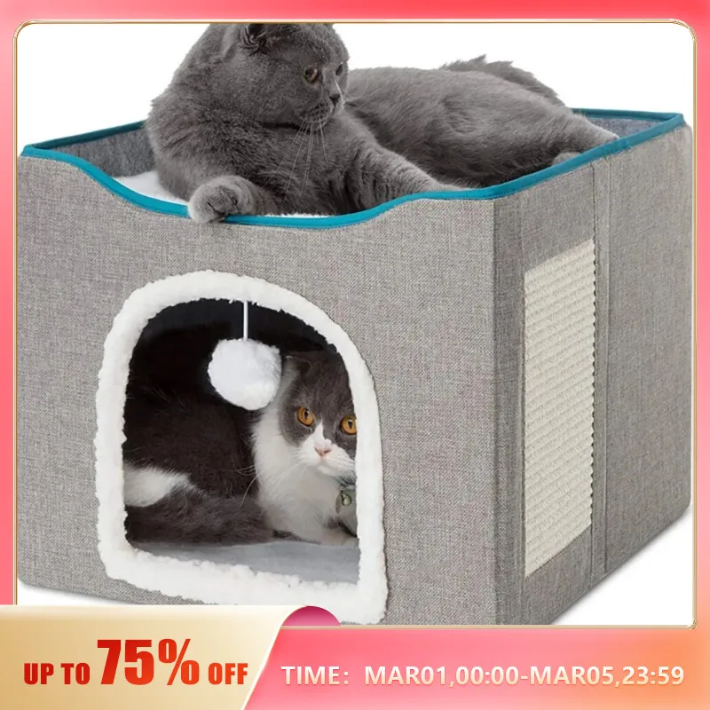 Túnel Para Gatos 3 Em 1 - Cama Dobrável Com Bola De Brinquedo - Veludo Macio Cinza Para Gatos Até 5,4kg