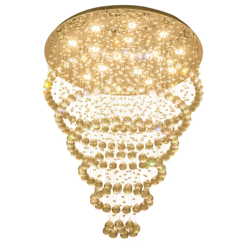 

Modern Luxury Gold Ceiling Chandeliers New LED Lighting Crystal Hanging Lamps for Staircase Home Decor Lustres for Living Room