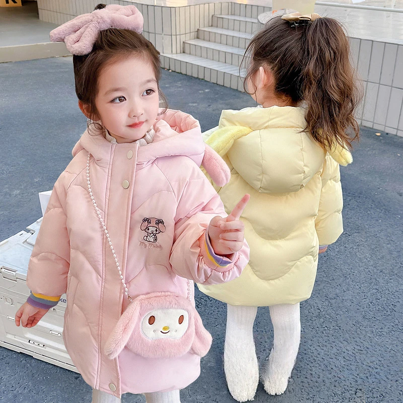 

Sanrios My Melody Anime Kawaii Girls Down Cotton Coat Winter Girl Fashion Cartoon Thickened Cotton Coat Coat Christmas Gifts