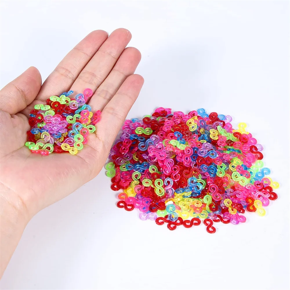 500pcs Acrylic S Clips Loom Rubber Band Clips Plastic Jewelry