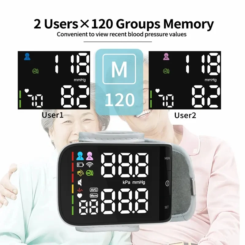 Voice Automatic Wrist Digital Blood Pressure Monitor Wrist BP Home LED Fully Automatic Voice Broadcasting In English
