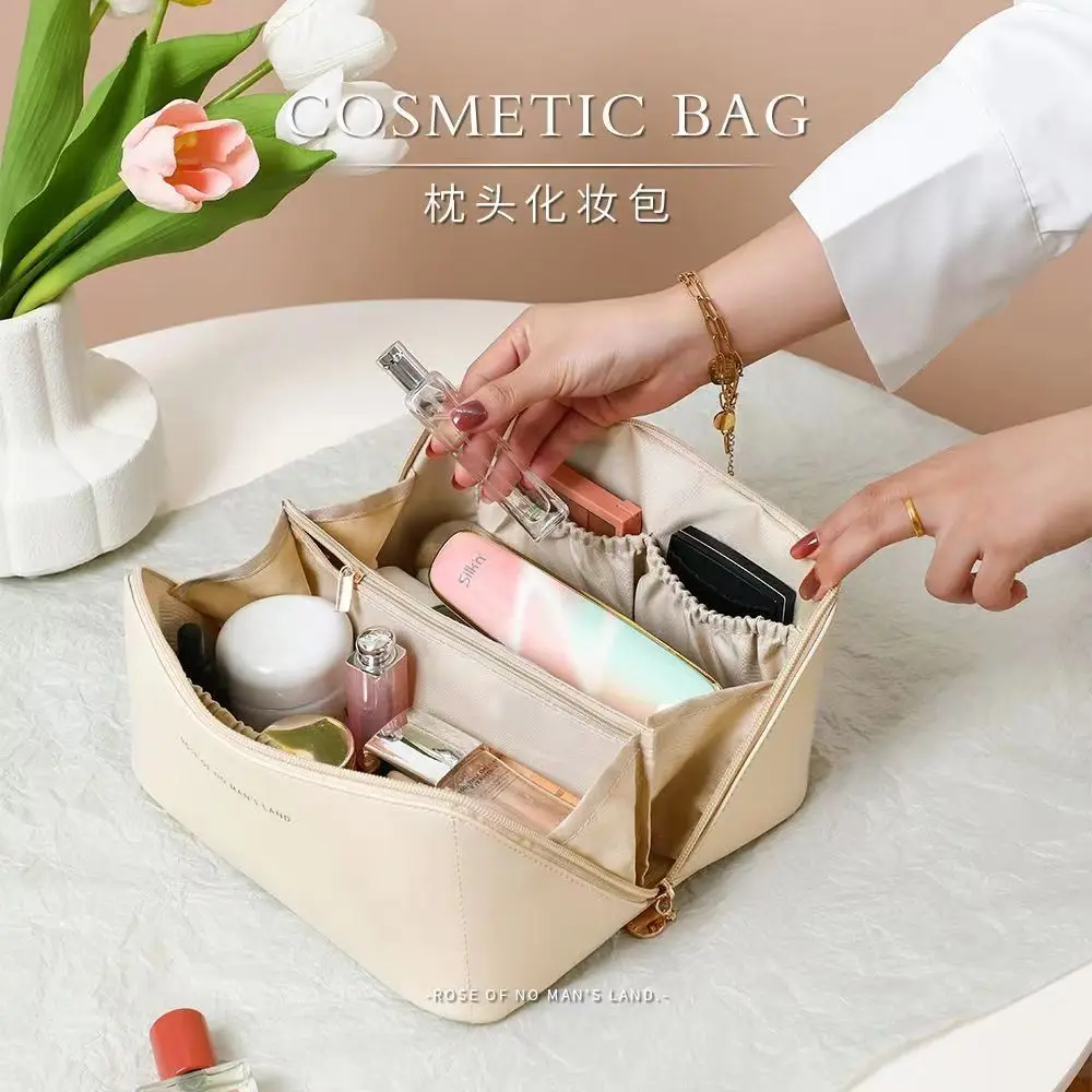Women's Large-Capacity Makeup Bag Travel Cosmetic Bag Pu Leather Toiletry  Bags Luxury Design Storage Pouch For Valentine's Gift - AliExpress