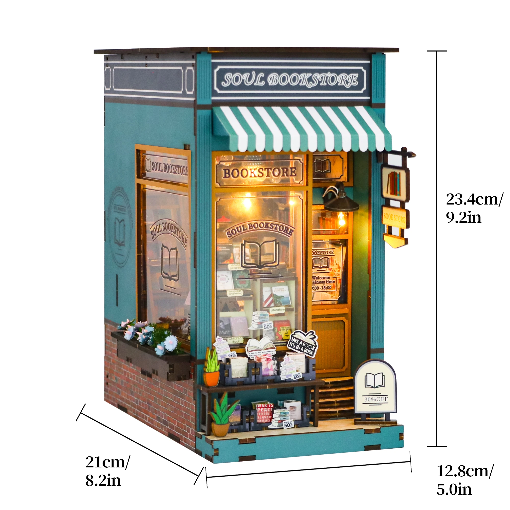 DIY Wooden Book Nook: Miniature Soul Bookstore Bookshelf Bookends Kit