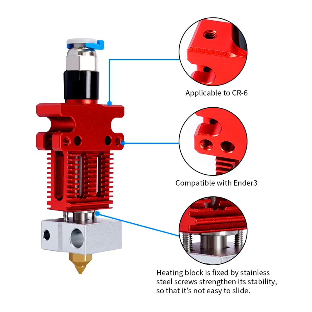 Hotend Peças da Impressora 3d Kit Extrusora Mk8 J-cabeça Extremidade Quente para Creality Cr10 Ender s1 Cr10s Pro Cr6 se Alta Qualidade - Imagem 3
