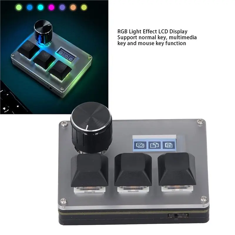 TA-Keyboard With Knob 0.96" Color LCD Screen Programmable Gaming Controller 3 Keys Gaming Small Keyboard - 3