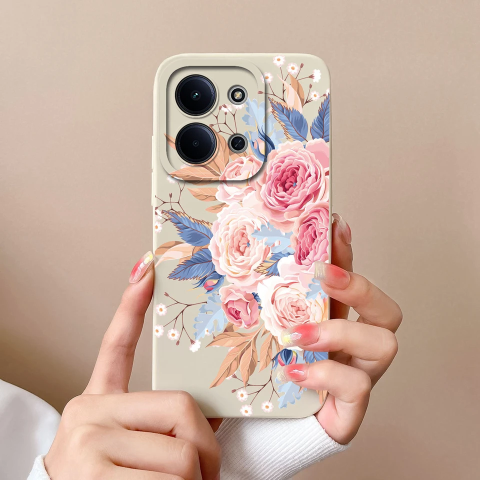 White Rose Avocado Design Dustproof Anti-Slip Soft Bumper Case